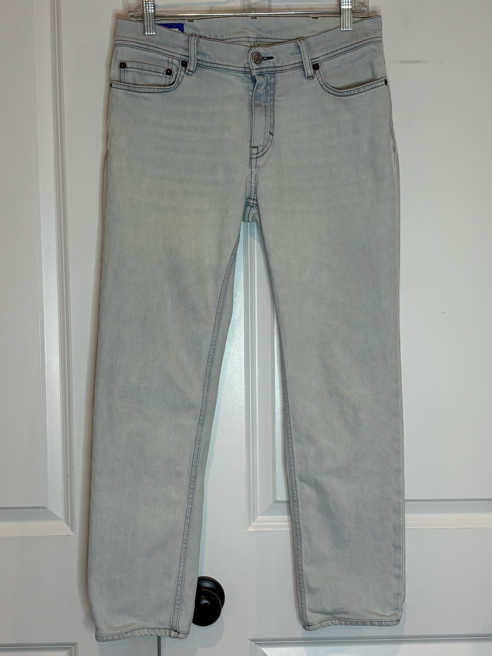 Acne Studio Bla Konst North Light Blue Slim Straight Leg Mid Rise Jeans 29/US 6